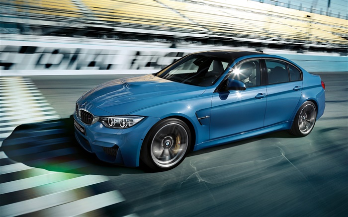 2015 BMW M3 Sedan F80 blaues Auto Hintergrundbilder Bilder