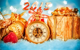 2015 Neues Jahr, Uhr und Geschenken HD Hintergrundbilder