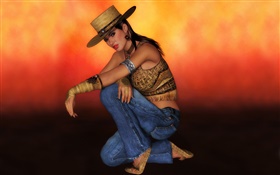 3D-Mädchen, cowgirl HD Hintergrundbilder