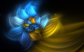 abstrakten Design Blumen, blau mit gelben HD Hintergrundbilder