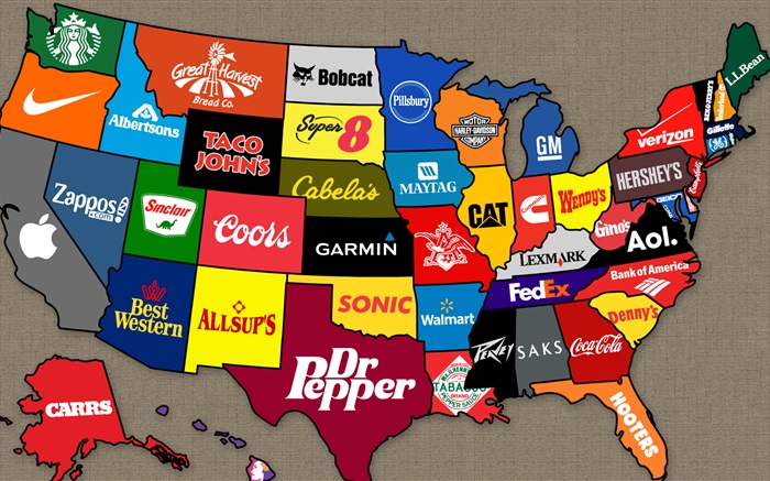 Amerikanische Karte von Marken Hintergrundbilder Bilder