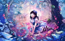 Anime Mädchen im Märchenwald HD Hintergrundbilder