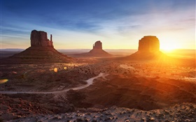 Arizona, Monument Valley, USA, Sonnenuntergang, Berge, Wüste