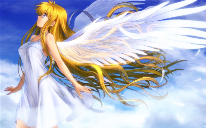 Schöner Engel, Anime Mädchen, Flügel Hintergrundbilder Bilder