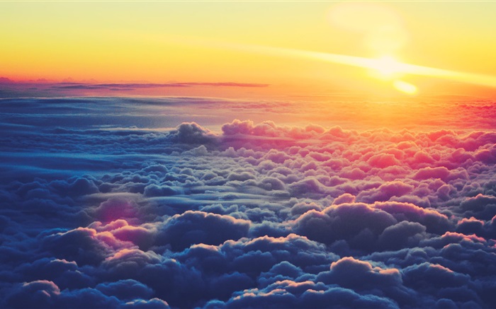 Schöner Sonnenuntergang Wolken, Sonnenlicht Hintergrundbilder Bilder