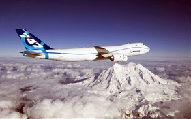 Boeing 747 Flugzeuge, Berge, Wolken