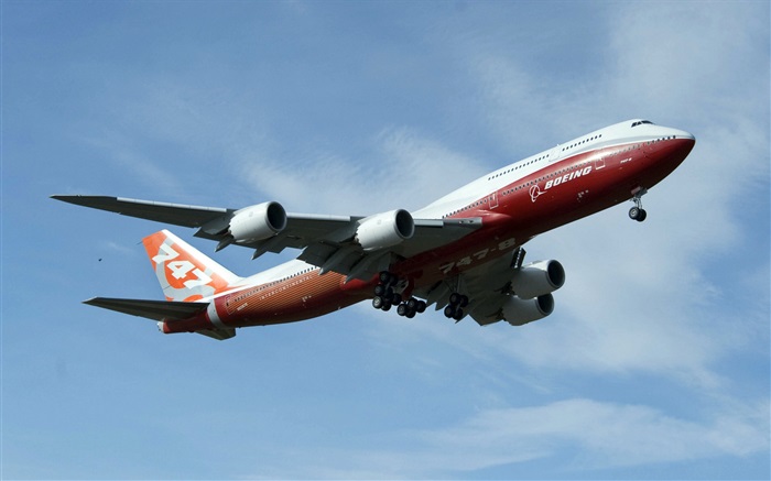 Boeing 747 Flugzeug Flug in Himmel Hintergrundbilder Bilder