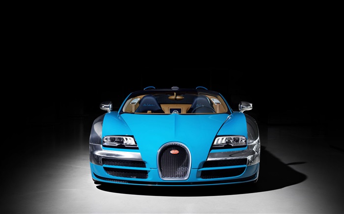 Bugatti Veyron 16.4 blau Supersportwagen Vorderansicht Hintergrundbilder Bilder