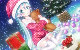Weihnachts anime girl HD Hintergrundbilder