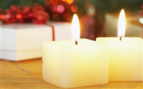 Weihnachts quadratischen Kerzen close-up HD Hintergrundbilder