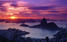City sunset, küste, Rio, Brasilien HD Hintergrundbilder