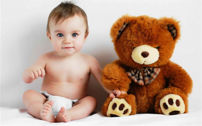 niedlichen Baby und Teddybär Hintergrundbilder Bilder