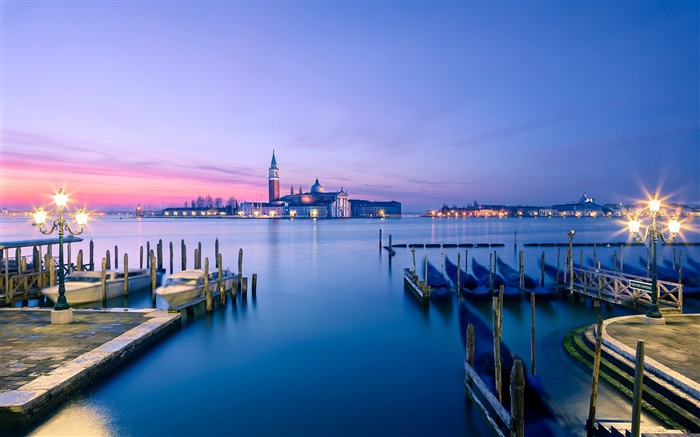 Abenddämmerung Venedig Landschaft, Marina Hintergrundbilder Bilder