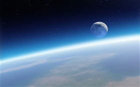 Erde und Mond, schönen Raum HD Hintergrundbilder