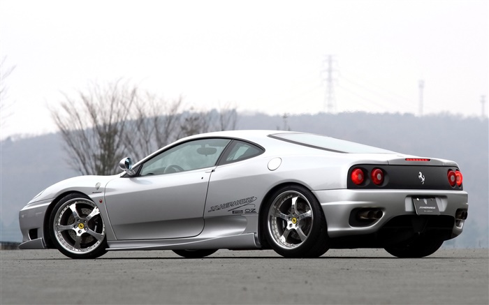 Ferrari supercar silbernen Rückansicht Hintergrundbilder Bilder