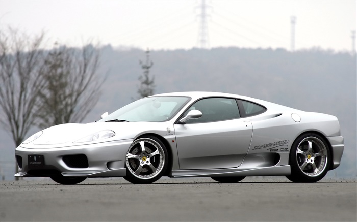 Ferrari supercar silbernen Seitenansicht Hintergrundbilder Bilder