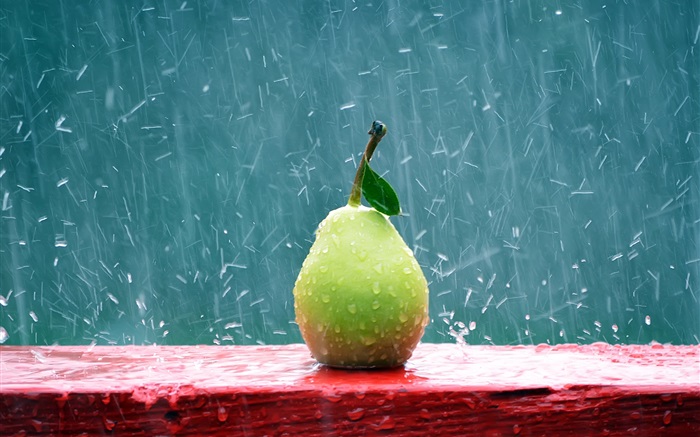 Fruit close-up, Birne in der regen Hintergrundbilder Bilder