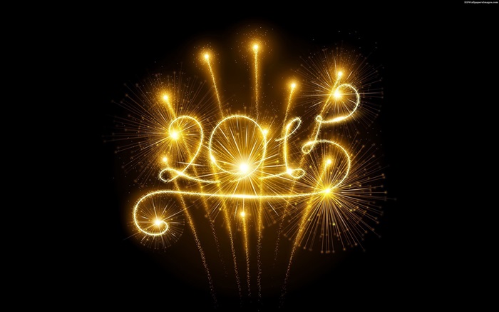 Goldene Feuerwerke 2015 des neuen Jahres Hintergrundbilder Bilder