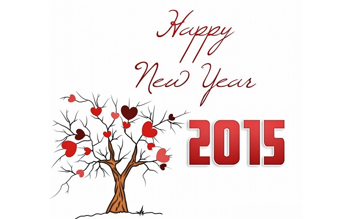 Frohes Neues Jahr 2015 love hearts Baum Hintergrundbilder Bilder