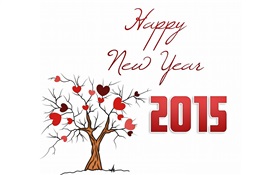 Frohes Neues Jahr 2015 love hearts Baum HD Hintergrundbilder