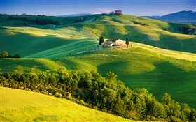 Italien, grüne Wiesen, schöne Landschaft HD Hintergrundbilder