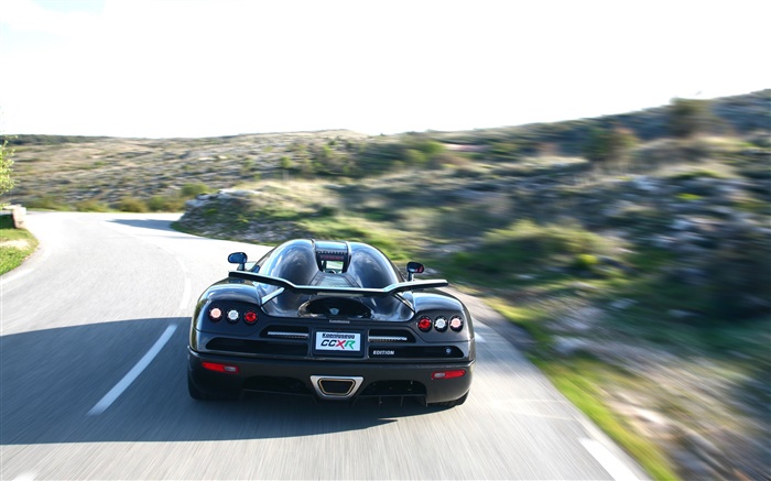 Koenigsegg schwarzen Auto Rückansicht Hintergrundbilder Bilder