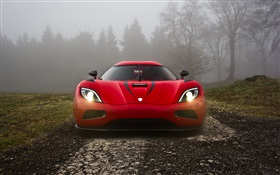 Koenigsegg roten Supersportwagen Vorderansicht HD Hintergrundbilder