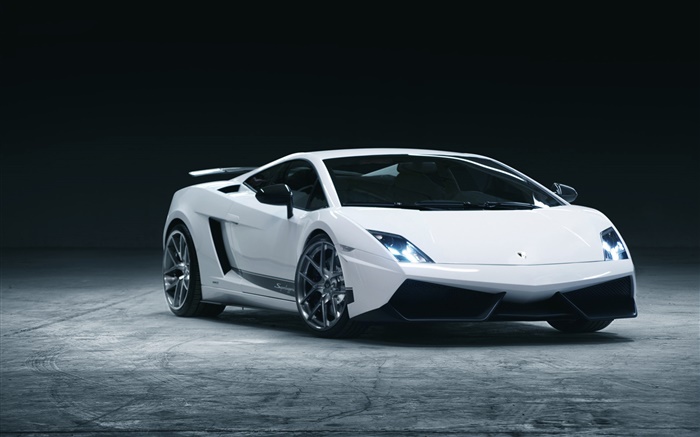Lamborghini supercar weißen Vorderansicht Hintergrundbilder Bilder