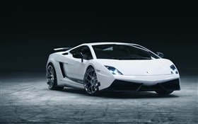 Lamborghini supercar weißen Vorderansicht HD Hintergrundbilder