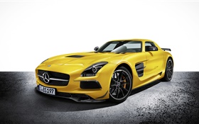Mercedes-Benz SLS gelbe Auto HD Hintergrundbilder