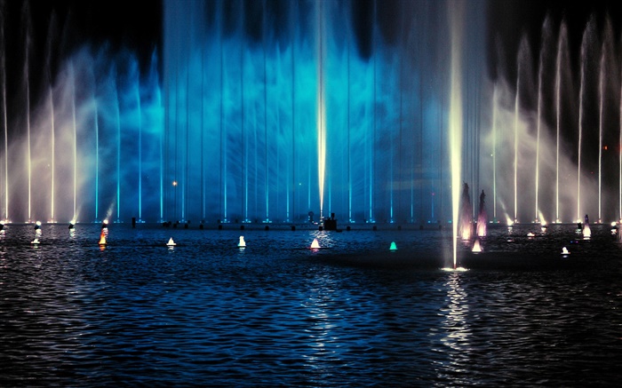 Nacht, Brunnen, Beleuchtung Hintergrundbilder Bilder