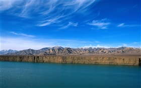 Fluss, Berge, blauer Himmel, Klippe, China Landschaft HD Hintergrundbilder