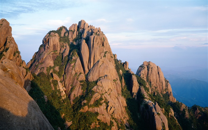 Felsen Berge, blauer Himmel, China Hintergrundbilder Bilder