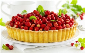 Erdbeeren auf dem Kuchen gestapelt HD Hintergrundbilder