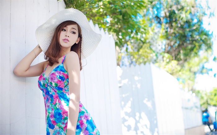 Sommer blauen Rock asiatische Mädchen Hintergrundbilder Bilder