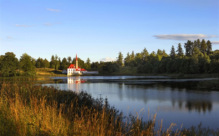 Sommer, See, Haus, Novgorod Hintergrundbilder Bilder