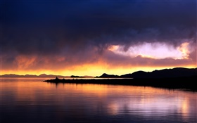 Sonnenuntergang, See, Wolken, roten Himmel, China Landschaft HD Hintergrundbilder