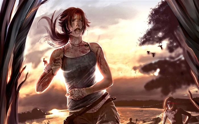 Tomb Raider, Lara Croft, Sonnenuntergang Hintergrundbilder Bilder