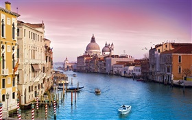 Touristenstadt, Venedig, Boote, Fluss, Haus HD Hintergrundbilder