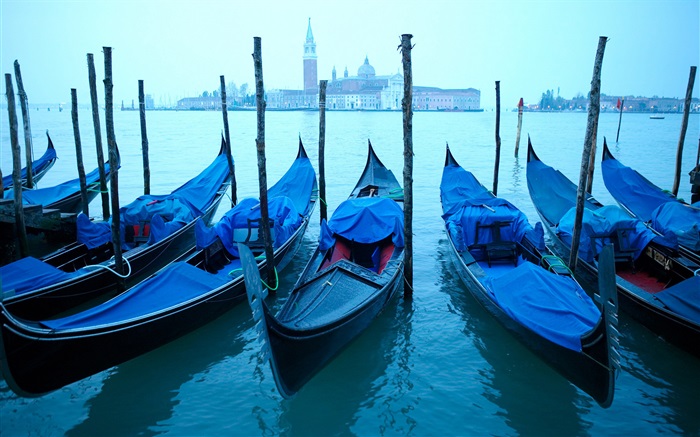 Venetian, Boote, bewölkten Tag Hintergrundbilder Bilder