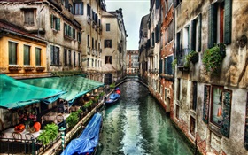 Venedig-Landschaft, Fluss, Haus