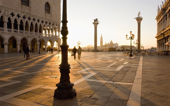 Venedig, Plätze, Fußgänger, Sonnenschein Hintergrundbilder Bilder