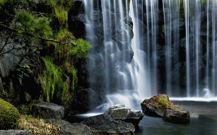 Wasserfälle, Steine Hintergrundbilder Bilder