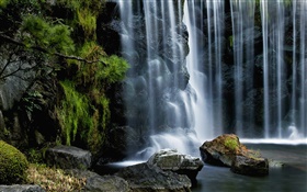Wasserfälle, Steine HD Hintergrundbilder