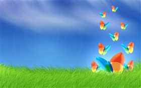 Windows-Schmetterling im Gras HD Hintergrundbilder