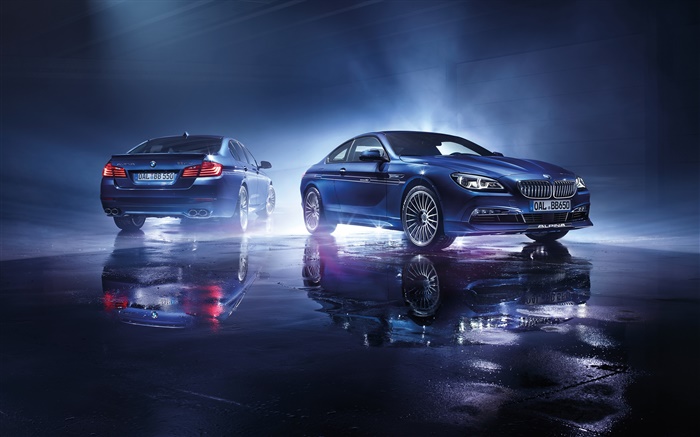 2015 BMW Alpina zwei blaue Autos Hintergrundbilder Bilder