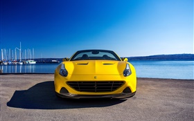 2015 Ferrari gelb supercar Vorderansicht HD Hintergrundbilder