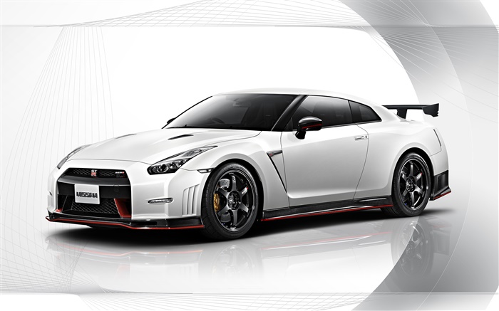 2015 Nissan GT-R Nismo weißes Auto Seitenansicht Hintergrundbilder Bilder