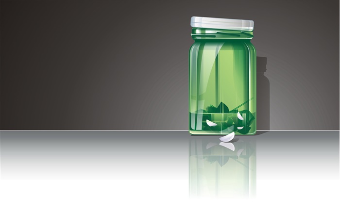 3D grüne Glasflasche Hintergrundbilder Bilder