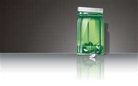 3D grüne Glasflasche HD Hintergrundbilder
